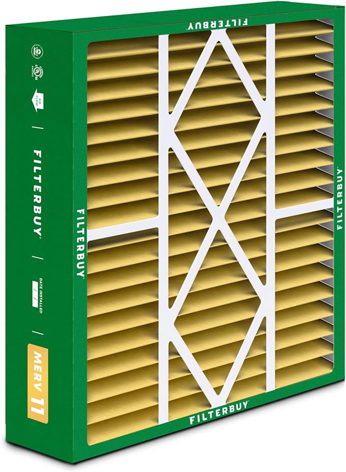 Filterbuy 20x25x5 Air Filter MERV 11 Superior Pet & Allergy Defense (3-Pack), Pleated HVAC AC Furnace Filters for Amana, Coleman, Goodman, Maytag, York, and More (Actual Size: 20.19 x 25.31 x 5.25)