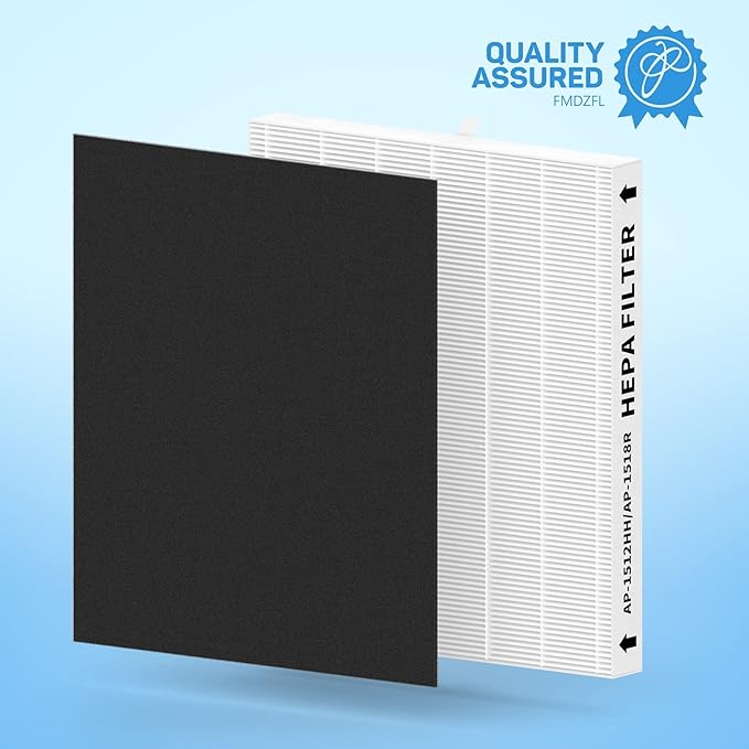 4 Pack AP-1512HH Replacement Filter Set for Coway Airmega AP-1512HH and and Airmega 200M air Purifier, Compared to Part #3304899, 4 True HEPA + 4 Carbon Filters