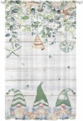 Sheer Curtains 84 Inches Long, Coastal Eucalyptus Leaf Semi Sheer Curtains Light Filtering Window Treatment, Sage Green Gnomes Starfish Privacy Voile Drapes for Living Room Bedroom 52x84 Inch