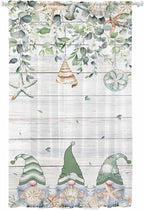 Sheer Curtains 84 Inches Long, Coastal Eucalyptus Leaf Semi Sheer Curtains Light Filtering Window Treatment, Sage Green Gnomes Starfish Privacy Voile Drapes for Living Room Bedroom 52x84 Inch