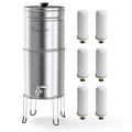 Culligan MaxClear 3 Gallon Gravity Water Filter System, Brushed Stainless-Steel Countertop Water Filter NSF/ANSI Certified to Reduce Microplastics, Lead & Total PFAS, with 6 Ceramic Filters