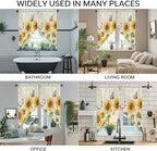 Farm Sunflowers Swag Valances for Windows, Retro Flowers Butterfly Botanical Beige Rod Pocket Kitchen Curtains Valance, Small Window Curtains Swag for Cafe Bathroom Living Room, 2 Panels, 28x36 inch