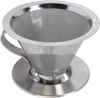 316 Stainless Steel Pour Over Coffee Dripper with 300 Mesh Filter Portable Reusable Cone for Travel Camping Brewing Tea