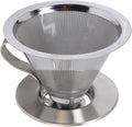 Pour Over Coffee Dripper, Reusable Metal Filter, Portable Cone Filter for Trips, Traveling, Camping, with Ultra Fine Mesh for Precise Extraction, Compatibility with Most Cups,
