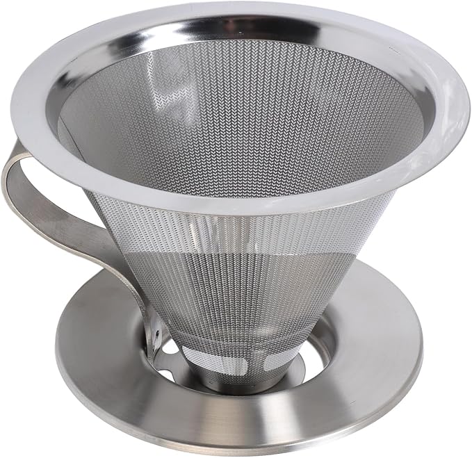 Paperless Pour Over Coffee Strainer, Premium Stainless Steel Coffee Dripper with 300 Mesh, Optimal Extraction Portable Reusable Filter Cone for Travel Brewing Tea