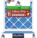 MervKing 20x20x1 Air Filter Actual Size: 19.7" x 19.7" x 0.75" MERV 11 MPR 1000-1200 | MADE IN USA | 6-Pack | Pleated HVAC AC Furnace Replacement
