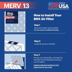 BNX TruFilter 16x20x1 Air Filter MERV 13 (4-Pack) - MADE IN USA - Electrostatic Pleated Air Conditioner HVAC AC Furnace Filters for Allergies, Pollen, Mold, Bacteria, Smoke, Allergen, MPR 1900 FPR 10