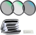 NEEWER 67mm UV/CPL/ND Lens Filter Kit with Hard Shell Storage Case, Multicoated Optical Glass & Aluminum Alloy Frame, UV + Circular Polarizer (CPL) + Neutral Density (ND4) Filter for 67mm Camera Lens