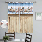 Western Horse Living Room Curtains 84 Inch Length, Window Curtains Tab Top, Farmhouse Wooden Grain Vintage Cowboy Barn Door Light Filtering Window Treatments Drapes 52"x84" 2 Panel