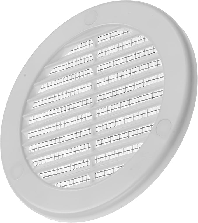 Vent Systems 4" Inch (Opening Dimensions) - Pack of 5 - White Soffit Vent Cover - Plastic Round Air Vent Grille - Built-in Mesh Screen - HVAC Register Louver for Bathroom, Home, Kitchen