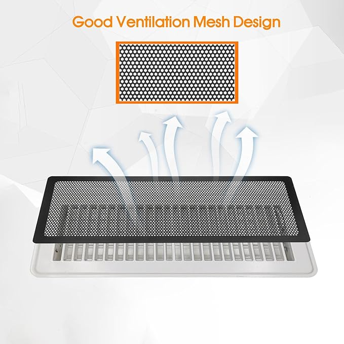Floor Register Vent Cover, 2"x12" Magnetic Air Vent Screen Mesh Covers for Home Floor/Wall/Ceiling Registers Air Vent Filters, Black (4 Packs)