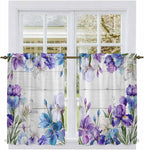 Spring Flowers Kitchen Curtains, Watercolor Garden Florals Wooden Grain Light Filtering Window Curtain Panels, 2Pcs Rod Pocket Window Treatments Set for Cabin Bathroom Bedroom 52x45 Inches