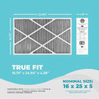 Lennox X6672 16x25x5 Furnace Filter, Lennox Healthy Climate Carbon Clean Merv 16 Home HVAC Air filter, 4 Pack with Cleaning Cloth