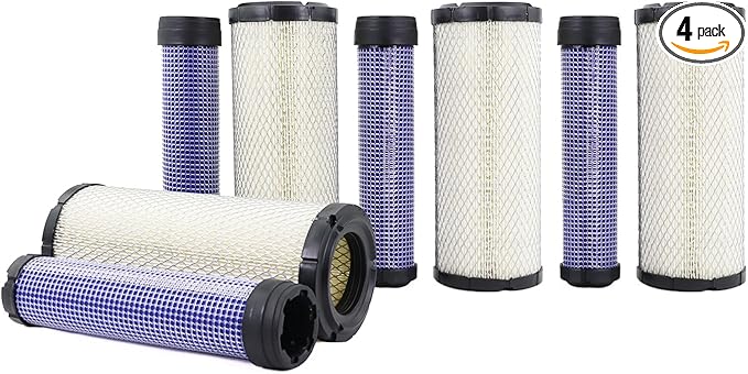 Kefly Inner & Outer Air Filter 11013-7044 11013-7045 Replaces Kawasaki 11013-7019, 11013-7020, Kohler 25 083 01, 25 083 04, Kubota TA040-93220, TA040-93230, John Deere M131802 M131803 (4 pcs)