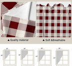 Swag Curtain Valances for Kitchen Windows,Farm Barn Western Star on Vintage Short Rod Pocket Window Valance,Red Buffalo Plaid Swag Topper for Bedroom Living Room,2 Panels 28x36in