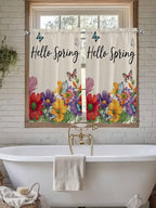 Spring Flowers Kitchen Curtains 54 Inches length, Farmhouse Vintage Country Colorful Floral Window Treatment Curtain Drapes, Thermal Insulated Drapes for Basement Hotel RV, 42"x54", 2 Panels