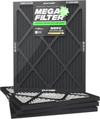 PuroAir MegaFilter - 20x25x1 Air Filter MERV 13 Activated CarbonTech Defense - Heavy Duty 3 Layer Furnace Filters Allergens, Pollen, Dust, Pet Dander, Smoke, Odors - HVAC Air Filter 20x25x1 (4-Pack)
