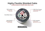 4C 20AWG AMSB Shielded Cable Wire (UL2464) - Highly Flexible Str TC, PVC Ins, OS+TC BRD, PVC JKT for CNC Machine, Stepper Motor, VFD Spindle (Matte Black 100FT)