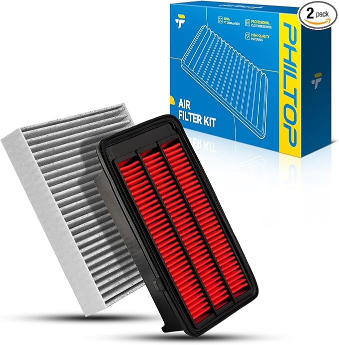PHILTOP Engine and Cabin Air Filter Kit for Honda CR-V 2017-2022 1.5L, Civic 2016-2021 1.5L, Replace# CA12050 CF11182 Car Accessories Filter