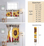 Sunflowers Bedroom Curtains 72 Inch Length, Window Curtains Tab Top, Retro Flower Barn Doors Butterfly Farmhouse Brown Light Filtering Window Treatments Drapes 52"x72" 2 Panel