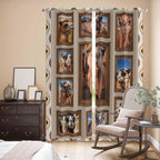 2 Panel Kitchen Cafe Curtains, Desert Camels Sunlight Filtering Nature Air Through, Home Decor Window Covering Tier Curtains for Living Room 104W x 90L inch Western Wildlife Brown Animals Country