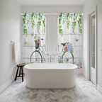 Spring Kitchen Curtains, Bicycles Botanical Rose Leaves Butterfly Wood Grain Light Filtering Window Curtain Panels, 2Pcs Rod Pocket Window Treatments Set for Living Room Bathroom Bedroom 52x72 Inches