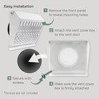 Vent Systems 4" Inch Exhaust Vent Cover with Rubber Gasket - White Galvanized Steel - Robust and Weatherproof Outdoor Air Exhaust Box - Duct or Surface Mounting - Rain and Snow Protection