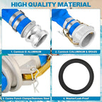 2" x 100 Ft Discharge Hose, Heavy Duty PVC Lay Flat Water Backwash Hose,Durable Pool Drain Hose with Aluminum CE Fittings for Water Pump And Filters