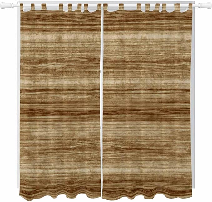 Vintage Western Living Room Curtains 84 Inch Length, Window Curtains Tab Top, Rustic Farmhouse Wooden Grain Barn Door Light Filtering Window Treatments Drapes 52"x84" 2 Panel