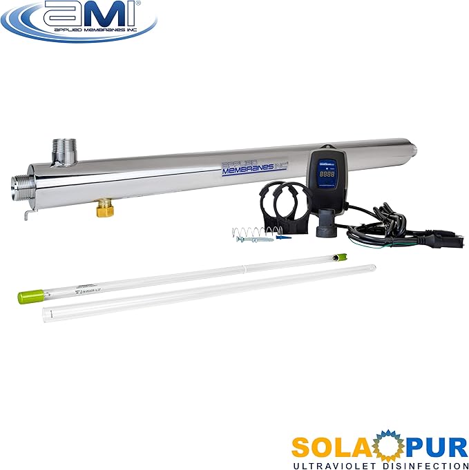 APPLIED MEMBRANES INC. Solapur Whole House Ultraviolet Water Purifier UV Sterilizer for Point of Entry Drinking Water Purification | 15 GPM | Helios Series UV-SPH-15