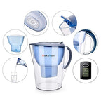 Hskyhan Alkaline Water Filter Pitcher - 3.5 Liters Improve PH, 2 Filters Included, BPA Free, 7 Stage Filteration System to Purify, Blue