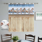 Western Horse Bedroom Curtains 72 Inch Length, Window Curtains Tab Top, Farmhouse Wooden Grain Vintage Cowboy Barn Door Light Filtering Window Treatments Drapes 52"x72" 2 Panel