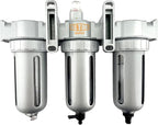 1/2" NPT MID FLOW 3 Stages Filter Coalescing Desiccant Dryer System For Compressed Air Lines, Poly Bowls, Great For Paint Spray And Plasma Cutter (AUTO DRAIN)