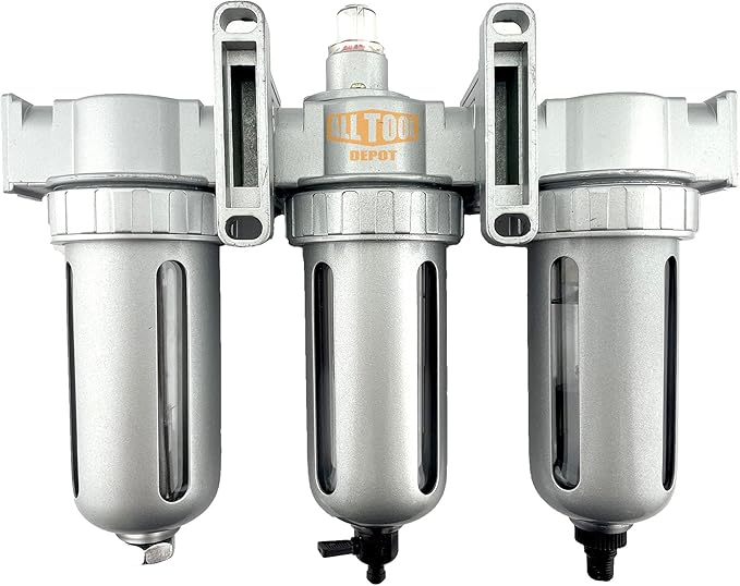 1/2" NPT MID FLOW 3 Stages Filter Coalescing Desiccant Dryer System For Compressed Air Lines, Poly Bowls, Great For Paint Spray And Plasma Cutter (AUTO DRAIN)