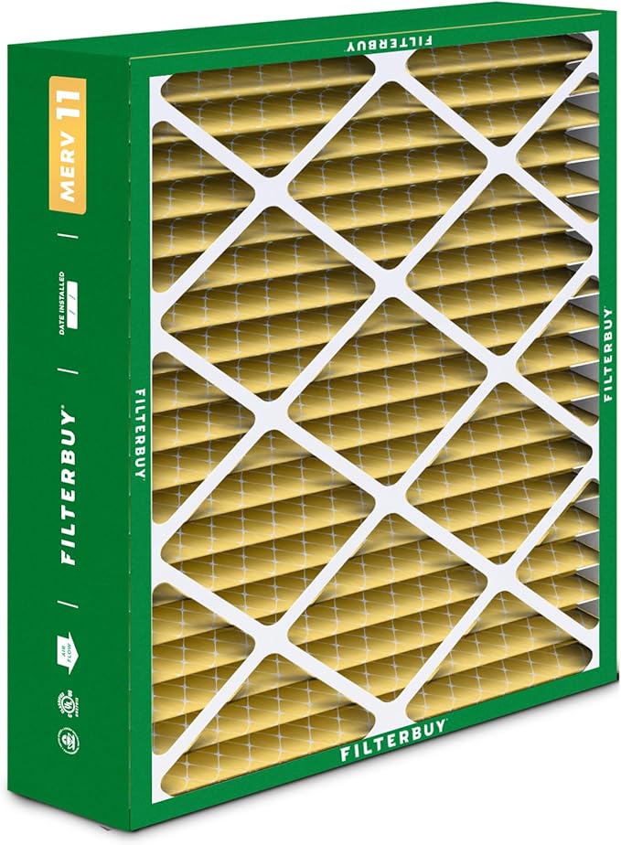 Filterbuy 20x25.25x3.5 Air Filter MERV 11 Superior Pet & Allergy Defense (3-Pack), Pleated HVAC AC Furnace Filters for AprilAire Space-Gard 102 & 2120 (Actual Size: 19.94 x 25.38 x 3.75)
