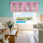 Pink Easter Curtain Valances for Windows, Kitchen Valance Window Treatment, Easter Bunny Eggs Spring Cartoon Farmhouse Wood Grain Light Filter Block Curtains for Bathroom/Bedroom/Living Room 42''x18''