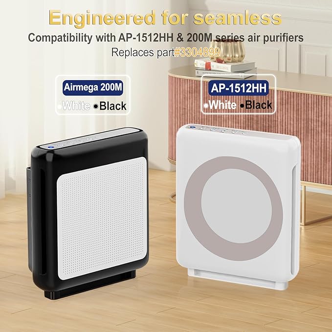 Upgraded AP-1512HH Filter Replacement Set for Coway Airmega AP-1512HH and Airmega 200M air Purifier,1 HEPA Filter+3 Carbon Filters,Triple Filtration, 99.7% Particle Capture