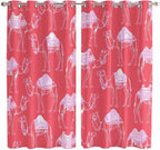 2 Panel Kitchen Cafe Curtains, Desert Camel Sunlight Filtering Nature Air Through, Home Decor Window Covering Tier Curtains for Living Room 104W x 84L inch Summer Sand Camel Animal Vintage Pink