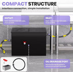 Commercial Grease Trap 40 LBS Carbon Steel Grease Interceptor, 15 GPM Flow Rate Under Sink Design, Dual Filter Tube for Restaurant Home Kitchen Food Processing Plant Wastewater Separation