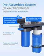 Waterdrop 2 Stage Whole House Water Filter System, with Carbon and Sediment Filter, Highly Reduce Lead, PFAS and Heavy Metals, Taste, 5-Stage Filtration, WD-WHF21-PBL, 1" Inlet/Outlet