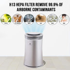 Air Purifier for Home Large Room – 5-in-1 HEPA Filter System, Covers Up to 500 Sq Ft for New Home for Allergies, Pets, Smoke, Remove Dust & Odor, Quiet, High Filtration Efficiency – SILVERONYX, Silver
