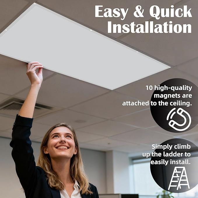 4 Pcs Fluorescent Light Covers - Classroom, Office 4 x 2 Feet Flame Retardant Magnetic Covers for Ceiling Lights Filters (Light Gray)