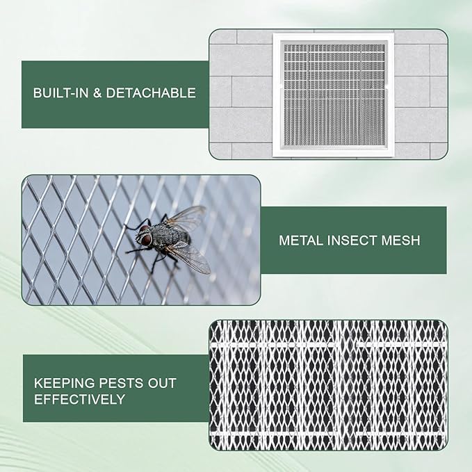 2-Pack 14"x14" Gable Vent - Premium Aluminum，Filter Screen for Removable, Ideal for Gables, Sheds, and Attics - Vent Opening 12"x12" - Boost Ventilation and Guard Against Moisture