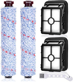 2 Pack 1868 Multi-Surface Brush Roll + 2 Pack 1866 Vacuum Filter, Replacement Parts Compatible with Bissell CrossWave 1785A 2306A 3888A Vacuum Cleaner, Compare to Part 1608683 160-8683 1608684