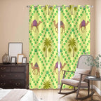 2 Panel Kitchen Cafe Curtains, Desert Sand Camels Sunlight Filtering Nature Air Through, Window Decor Tier Curtains for Living Room 104W x 90L inch Palm Trees Tropical Plants Polka Dot Yellow