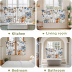 Thanksgiving Pumpkin Kitchen Tier Curtains 45 Inch Long 2 Panel Set,Rod Pocket Short Window Treatment,Fall Maple Leaf Daisy Wooden Grain Curtains & Drapes for Bathroom Basement 27.5"W x 45"L