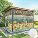 Sunflowers Outdoor Curtains for Patio Summer Floral Eucalyptus Leaves Vintage Wood Waterproof Outside Curtains with Grommet Top Weatherproof Curtain for Cabana Pergola Gazebo, 1 Panel, 54" W x 95" L