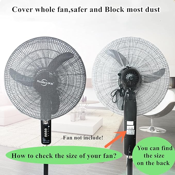 2 Pack - 18" Fan Safety Protection Cover,Kid Children Baby Finger Protect Fan Net Guard,Washable Pedestal Fans Dustproof Covers,Summer Fans Safety Dust Covers,Perfect for Parents of Toddlers (Black)