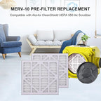 GreeSuit 5 Pack MERV-10 Pre-Filter Replacement Compatible with AlorAir CleanShield HEPA 550 Air Scrubber and Abestorm HEPA 550 Air Scrubber - 5 Pack