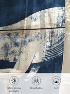 Sheer Curtains 84 Inches Long, Ocean Whale Blue Semi Sheer Curtains Light Filtering Window Treatment, Summer Sea Vintage Wooden Grain Privacy Voile Drapes for Living Room Bedroom 52x84 Inch